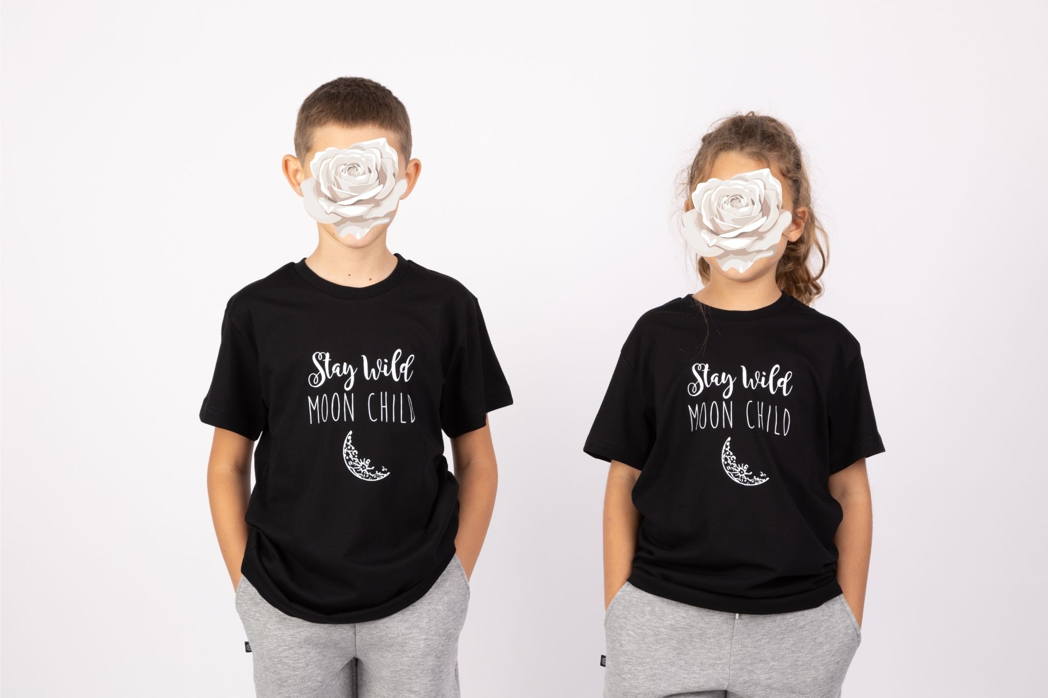 Siyah Çocuk T-shirt “Moon Child”
